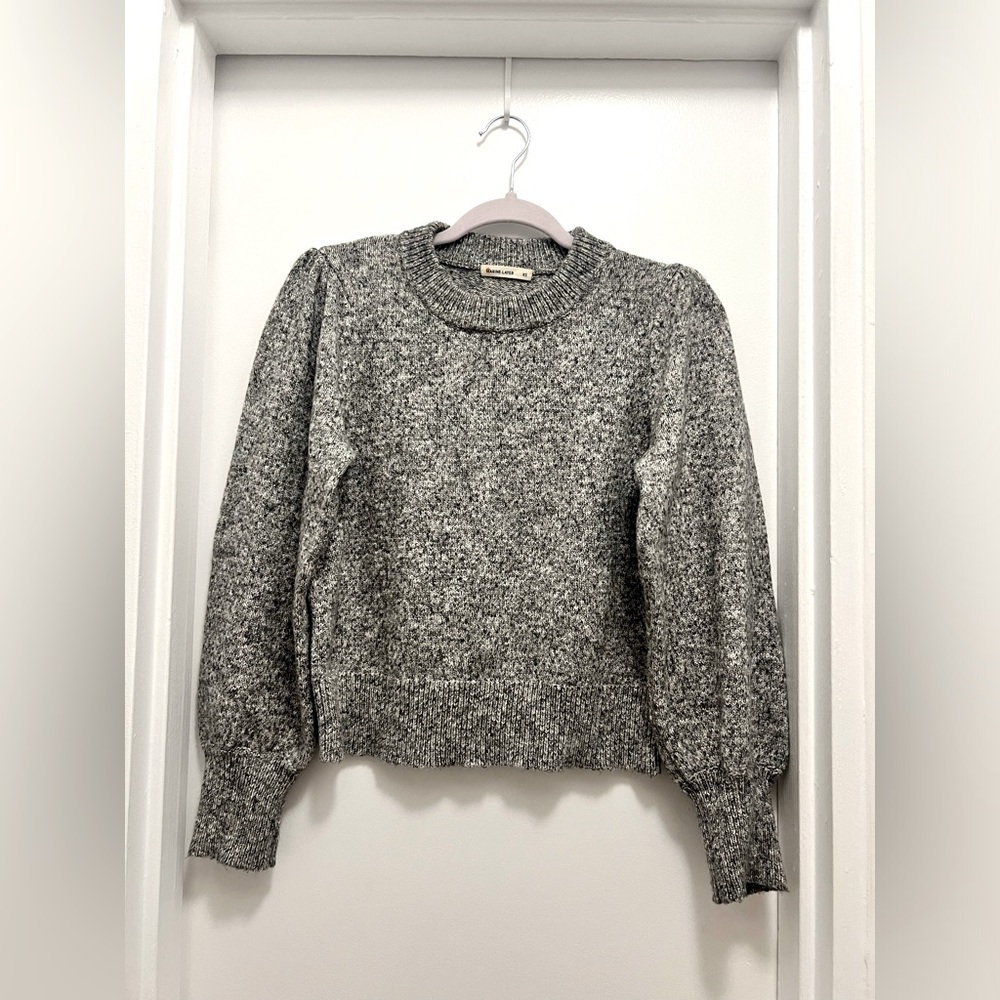 Marine Layer Alma Puff Sleeve Crewneck Grey Sweater - XS